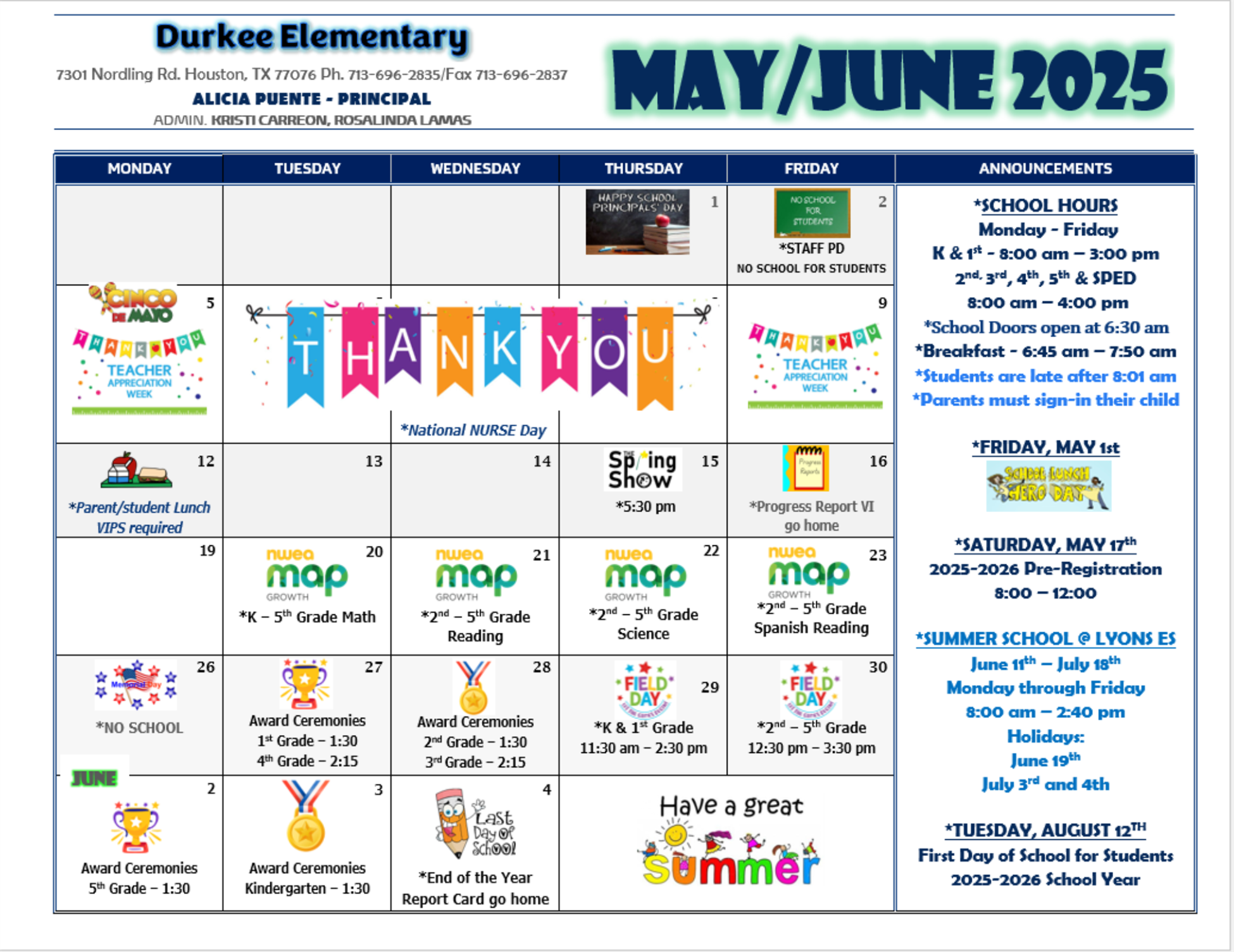  May/June Events and Information
